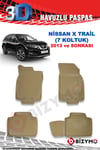 Nissan X Trail 7 Koltuk Suv 2013 Ve Sonrası 3D Bej Paspas Takımı Bizymo