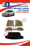 Renault Megane 4 Sedan Çift Kulak Bej Havuzlu Paspas + Bagaj Seti Bizymo