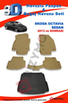 Skoda Octavia Sedan 2013 Ve Sonrası Bej Paspas ve Bagaj Havuzu Seti