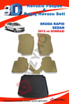 Skoda Rapid Sedan 2013 Ve Sonrası Bej Paspas ve Bagaj Havuzu Seti