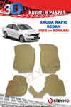 Skoda Rapid Sedan 2013 Ve Sonrası Bej 3D Paspas Takımı Bizymo