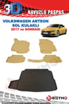 Volkswagen Arteon Sol Kulaklı 2017+ Bej Havuzlu Paspas ve Bagaj Seti Bizymo