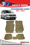 Volkswagen Caddy 2011-2015 Bej 3D Havuzlu Paspas Bizymo