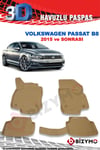Volkswagen Passat B8 2015 Ve Sonrası 3D Bej Paspas Takımı Bizymo