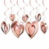 3 Boyutlu Rose Gold Kalp Asma Süs 12 Parça
