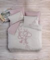 Cotton Box Puff Nakışlı Ranforce Çift Kişilik Anneler Günü Nevresim Takımı Bellini Pembe
