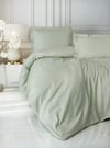 Cotton Box Stripe Elegant Adaçayı Çift Kişilik Saten Nevresim Takımı