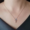 Gümüş Rose 3 Boyutlu Nazarlı Harf Bayan Kolye
