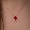 ​Gümüş Rose Kırmızı Gül Kolye