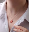 Gümüş Rose Kırmızı Kelebek Kolye