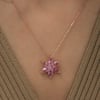 Gümüş Rose Pembe Çiçek Kolye