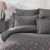 Hobby Çift Kişilik Poplin Premium Nakışlı Nevresim Spring Gri