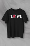 14 Şubat Sevgililer Günü Love Baskılı Oversize Bisiklet Yaka T-shirt - Siyah