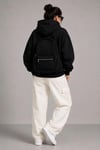3 İplik Şardonlu Tam Fermuarlı Kapüşonlu Arka Çanta Detaylı Sweatshirt - Siyah