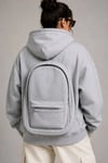 3 İplik Şardonlu Tam Fermuarlı Kapüşonlu Arka Çanta Detaylı Sweatshirt - Gri