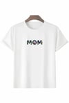 Anneler Günü Hediye Mom Çiçek Baskılı Oversize Bisiklet Yaka T-shirt - Beyaz