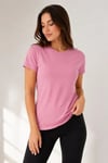 Basic Bisiklet Yaka Yazlık Slim Fit T-Shirt - Pudra Pembe - Turuncu
