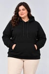Battal Büyük Beden Üç İplik İçi Şardonlu Kapüşonlu Kanguru Cepli Kışlık Sweatshirt - Siyah