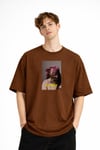 Blurry - Oversize Erkek Tişört KAHVE