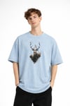 Deer - Oversize Erkek Tişört Bebek Mavisi