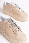 DELLA Bağcıklı Ortopedik Taban Taşlı Kadın Sneaker Spor Ayakkabı CTT - Ten