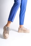 DELLA Bağcıklı Ortopedik Taban Taşlı Kadın Sneaker Spor Ayakkabı CTT - Ten
