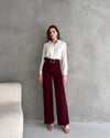 EN-BOY LİKRALI ÇİFT DÜĞMELİ VE KEMERLİ PALAZZO PANTOLON