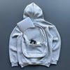 Erkek 3 İplik Şardonlu Tam Fermuarlı Kapüşonlu Arka Çanta Detaylı Sweatshirt - Gri