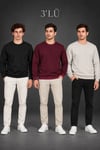 Erkek 3Lü Bisiklet Yaka İçi Şardonlu 2 İplik Düz Uzun Kollu Regular Fit Sweatshirt - Siyah - Bordo - Gri