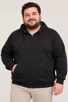 Erkek Battal Büyük Beden Üç İplik İçi Şardonlu Kapüşonlu Tam Fermuarlı Kışlık Sweatshirt - Siyah