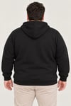 Erkek Battal Büyük Beden Üç İplik İçi Şardonlu Kapüşonlu Tam Fermuarlı Kışlık Sweatshirt - Siyah