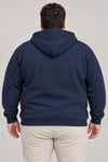 Erkek Battal Büyük Beden Üç İplik İçi Şardonlu Kapüşonlu Tam Fermuarlı Kışlık Sweatshirt - Lacivert