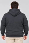 Erkek Battal Büyük Beden Üç İplik İçi Şardonlu Kapüşonlu Kanguru Cepli Kışlık Sweatshirt - Füme