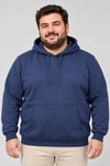 Erkek Battal Büyük Beden Üç İplik İçi Şardonlu Kapüşonlu Kanguru Cepli Kışlık Sweatshirt - Lacivert