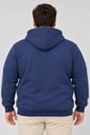 Erkek Battal Büyük Beden Üç İplik İçi Şardonlu Kapüşonlu Kanguru Cepli Kışlık Sweatshirt - Lacivert