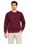 Erkek Bisiklet Yaka İçi Şardonlu 2 İplik Düz Uzun Kollu Regular Fit Sweatshirt -Bordo