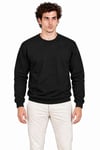 Erkek Bisiklet Yaka İçi Şardonlu 2 İplik Düz Uzun Kollu Regular Fit Sweatshirt - Siyah
