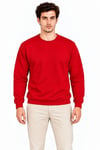 Erkek Bisiklet Yaka İçi Şardonlu 2 İplik Düz Uzun Kollu Regular Fit Sweatshirt - Kırmızı