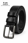 Erkek Hakiki Deri 4 Cm Klasik Kemer Metal Tokalı Günlük Ve Klasik Kullanım