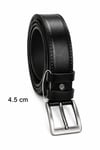 Erkek Hakiki Deri 4.5 Cm Klasik Ve Kot Pantolon Kemeri Metal Tokalı Siyah