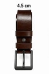 Erkek Hakiki Deri 4.5 Cm Kot Ve Kumaş Pantolon Kemeri Metal Tokalı Kahverengi