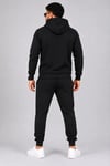 Erkek İki İplik Kapüşonlu Kanguru Cepli Sweatshirt Jogger Pantolon Alt Üst Eşofman Takımı -Siyah