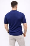Erkek Kısa Kol Fitilli Triko T-Shirt Yazlık Hakim Yaka Tişört - Lacivert