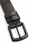 Erkek Koyu Kahverengi 4 Cm Çift Biritli Metal Tokalı Kot Ve Kumaş Pantolon Kemeri
