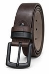 Erkek Koyu Kahverengi 4 Cm Çift Biritli Metal Tokalı Kot Ve Kumaş Pantolon Kemeri