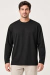 Erkek Modal Yumuşak Dokulu Bisiklet Yaka Uzun Kollu Tişört Sweatshirt - Siyah