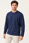 Erkek Modal Yumuşak Dokulu Bisiklet Yaka Uzun Kollu Tişört Sweatshirt - Lacivert
