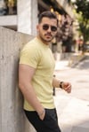 Erkek Örgü Desen Bisiklet Yaka Triko Tişört - %100 Pamuk Akrilik