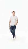 Erkek Pike Kumaş Düğmeli Yaka Regular Fit Günlük Kısa Kol Tişört T-shirt - Beyaz
