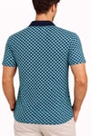 Erkek Pike Kumaş Polo Yaka Desenli Tişört Kısa Kol Yazlık T-Shirt - Turkuaz